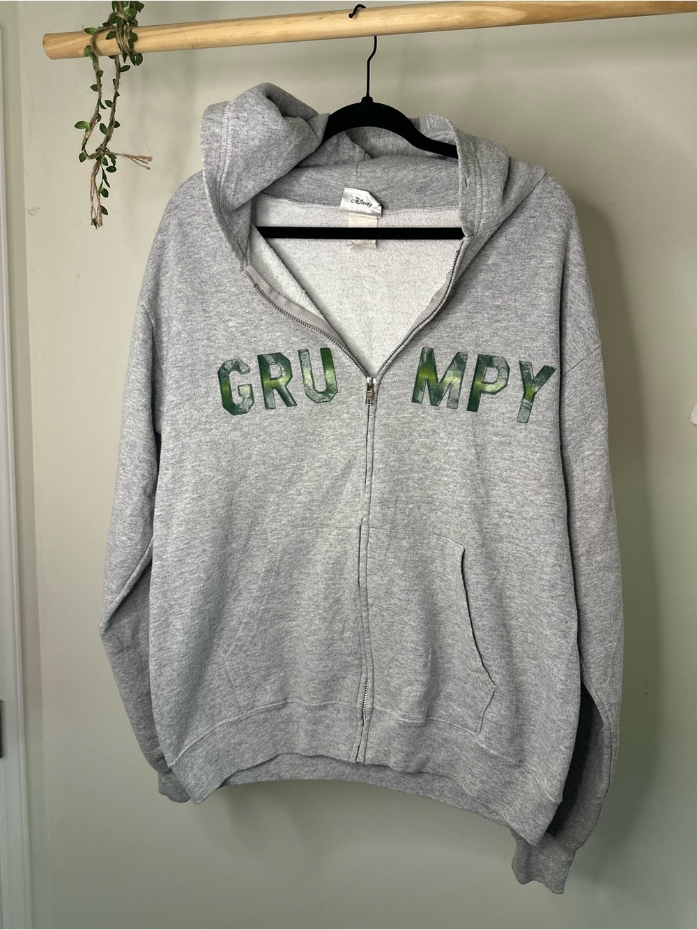 Vintage 98-03 Walt Disney World Grumpy Zip Up Hoodie Sweatshirt Back Graphic